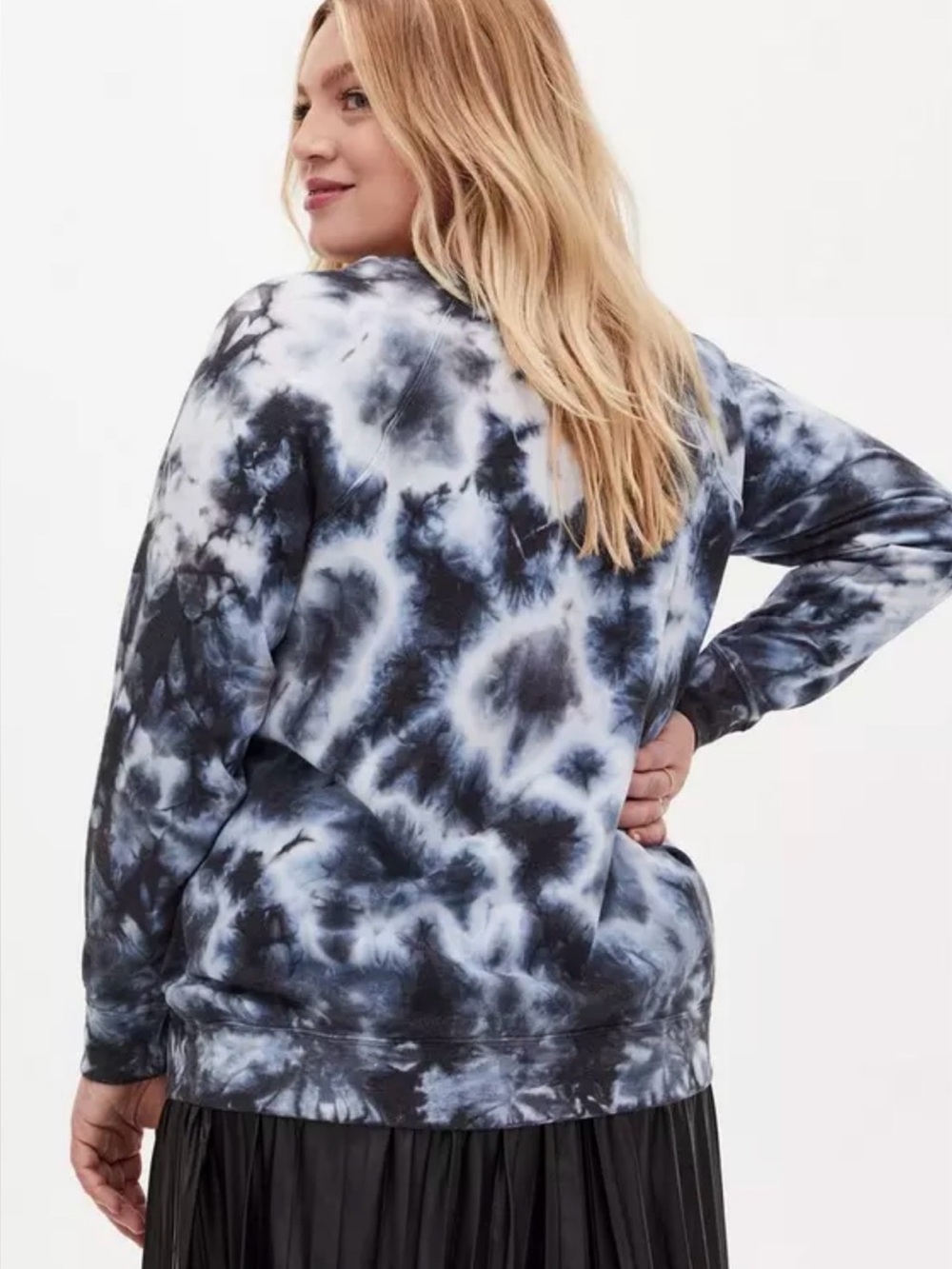 Torrid Sorry Not Sorry Tie-Dye Fleece Pullover Crew Sweatshirt - Picture 7 of 8